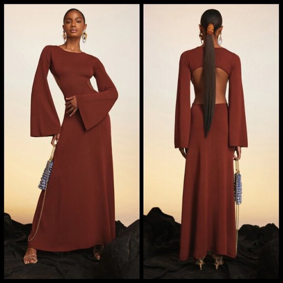 cult gaia Dresses & Skirts - 💕CULT GAIA💕 Carla Knit Dress ~ Full Length Gown Cut-Outs Ember Small NWT